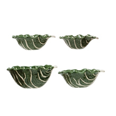Storied Home Cabbage Shaped Stoneware Bowl Set, , large