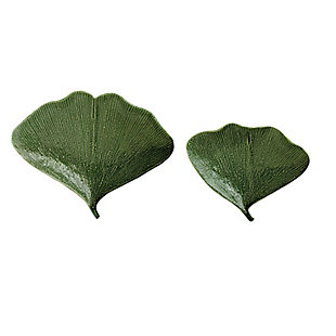 Storied Home Stoneware Gingko Leaf Shaped Plate Set, , large