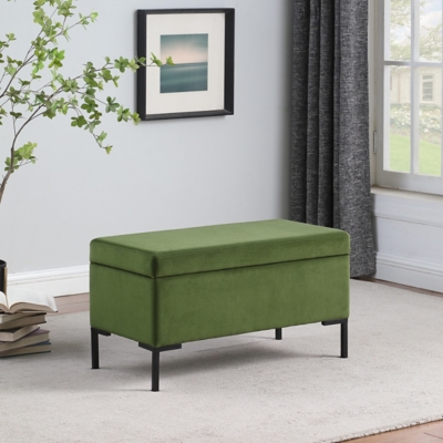 Kinfine USA Homepop Storage Bench, Green, rollover