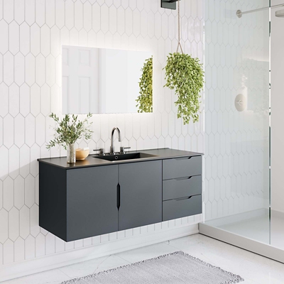"Vitality 48" Bathroom Vanity Cabinet (Sink Basin Not Included)", Gray