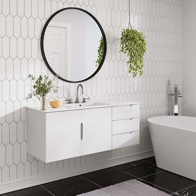 "Vitality 48" Bathroom Vanity Cabinet (Sink Basin Not Included)", White