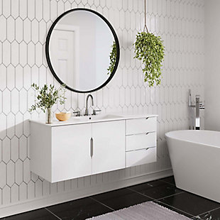 Vitality 48" Bathroom Vanity Cabinet (Sink Basin Not Included), White, rollover