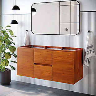 Scenic 48" Single Wall-Mount Bathroom Vanity Cabinet, Cherry/Walnut, rollover