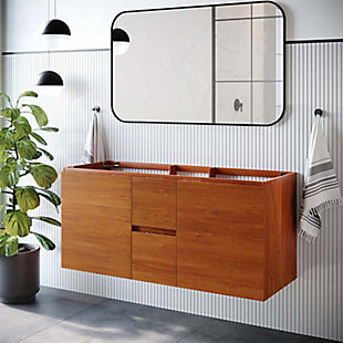 Scenic 48" Double Wall-Mount Bathroom Vanity Cabinet, Cherry/Walnut, rollover