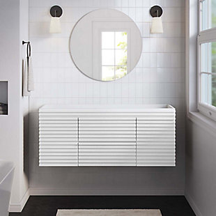 Render 48" Wall-Mount Bathroom Vanity Cabinet, White, rollover
