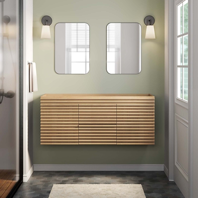 "Render 48" Wall-Mount Bathroom Vanity Cabinet", Oak