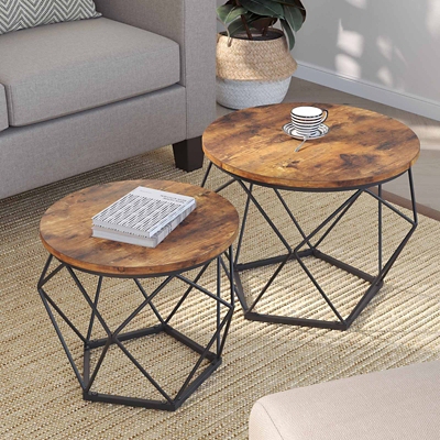 VASAGLE Nesting Table Set of 2, Black