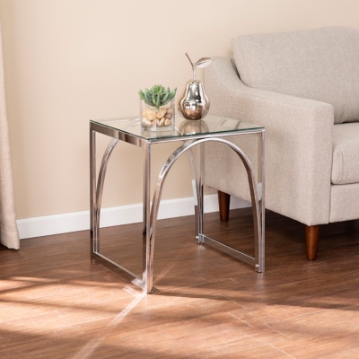 Southern Enterprises Furniture Mathry Square End Table, Chrome Finish