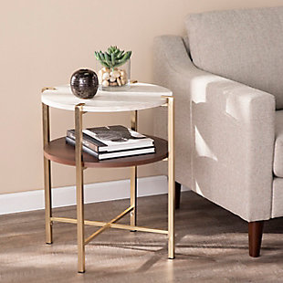 SEI Furniture Findlay Round End Table with Faux Marble Top, , rollover