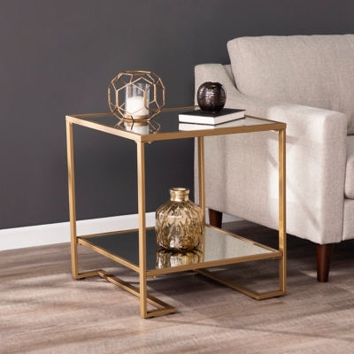 Southern Enterprises Furniture Meltonby Square End Table, Gold Finish