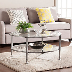 SEI Furniture Renfro Round Cocktail Table, Silver, rollover