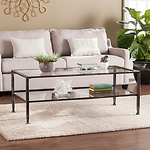 SEI Furniture Renfro Rectangular Open Shelf Cocktail Table, Black, rollover