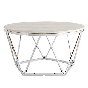 SEI Furniture Quinton Round Coffee Table, Silver, large