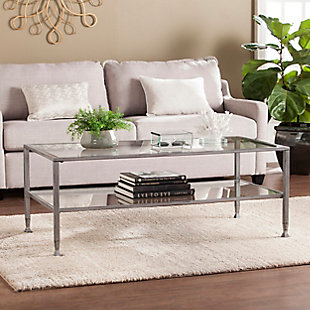 SEI Furniture Renfro Rectangular Open Shelf Cocktail Table, Silver, rollover