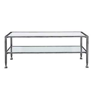 SEI Furniture Renfro Rectangular Open Shelf Cocktail Table, Silver, large