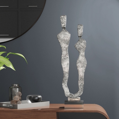 Silhouetted Figures Polystone Sculpture, Gray