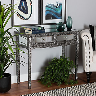 Baxton Studio Wycliff Industrial Glam and Luxe 2-Drawer Console Table, , rollover