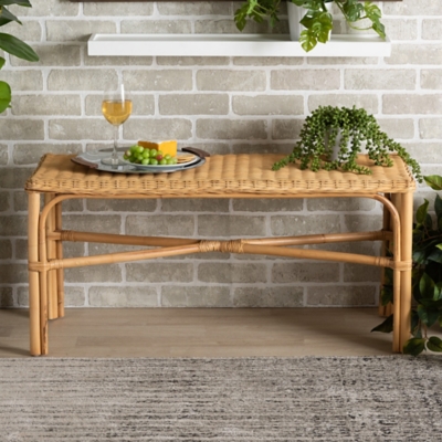 Modern deals rattan bench