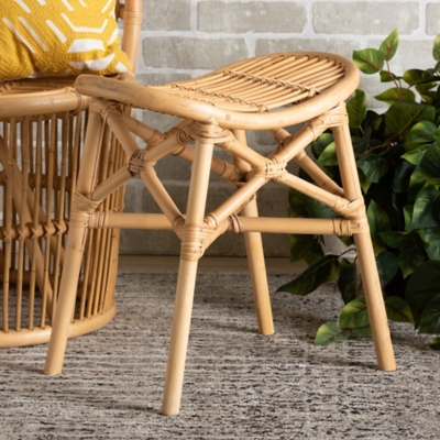 Baxton Studio Elgon Modern Bohemian Rattan Footstool, Natural Brown