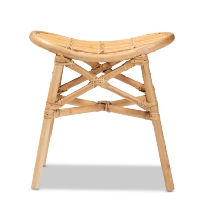 Baxton Studio Elgon Modern Bohemian Rattan Footstool | Ashley