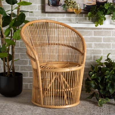 Baxton Studio Narva Rattan Accent Chair, Natural Brown