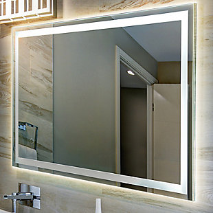 JONATHAN Y Pax LED Bathroom Vanity Mirror, White, rollover