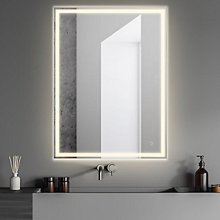JONATHAN Y Pax LED Bathroom Vanity Mirror, White, large