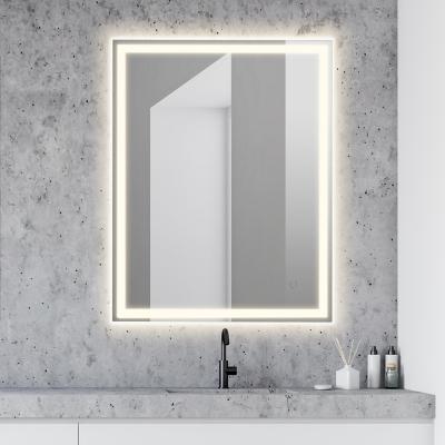 JONATHAN Y Pax LED Bathroom Vanity Mirror, White, large