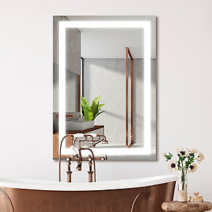 JONATHAN Y Remy LED Bathroom Vanity Mirror, Silver, rollover