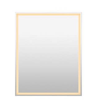 JONATHAN Y Pax 40" x 32" Rectangular Frameless Anti-Fog Aluminum Front/Back-lit Tri-color LED Bathroom Vanity Mirror with Smart Touch Control, White, large