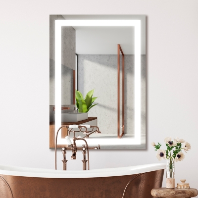 JONATHAN Y Remy LED Bathroom Vanity Mirror, Silver