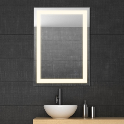 JONATHAN Y Remy LED Bathroom Vanity Mirror, Silver, large