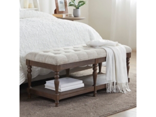 Martha Stewart Highland Tufted Accent Bench with Shelf