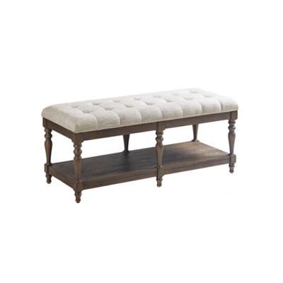Martha Stewart Highland Tufted Accent Bench with Shelf, , large