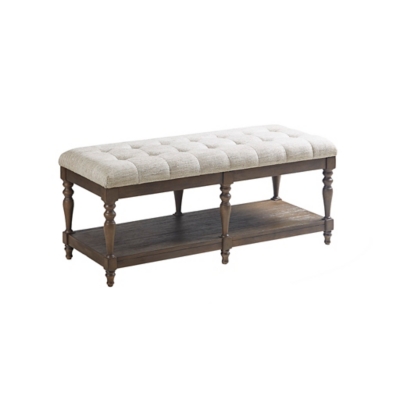 Martha Stewart Highland Tufted Accent Bench with Shelf Ashley