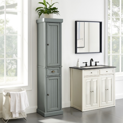 Seaside Tall Linen Cabinet, Distressed Gray