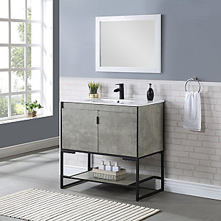 Scarsdale 36" Concrete Vanity Sink, Concrete Gray, rollover