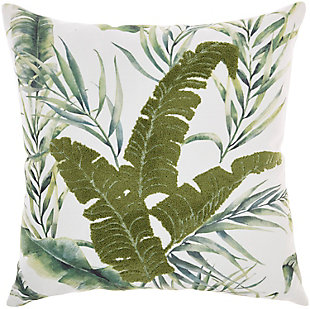 Mina Victory Life Styles Towel Emb Palm Leave Indoor Throw Pillow, , large