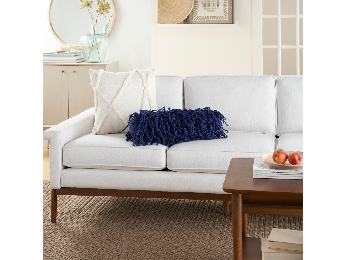 Blue shag pillow sale