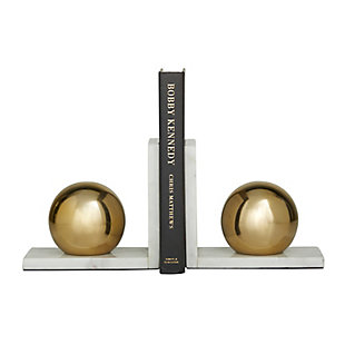 CosmoLiving by Cosmopolitan Marble Orb Bookends Set, Gold, large