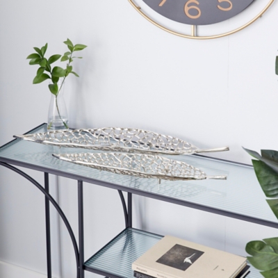 Bayberry Lane Leaf Tray Set, Silver, rollover