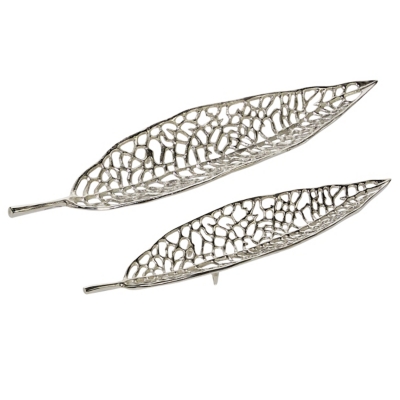 Bayberry Lane Leaf Tray Set, Silver, large