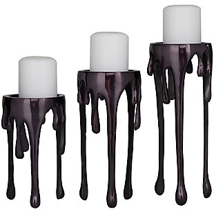 CosmoLiving by Cosmopolitan Pillar Candle Holder with Dripping Designed Legs (Set of 3), , large