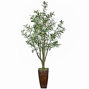 LCG Florals 6' Olive Tree in Square Fluted Metal Planter, , large
