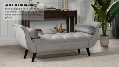 Jennifer Taylor Home Alma Tufted Flared Arm Entryway Bench, Opal Gray