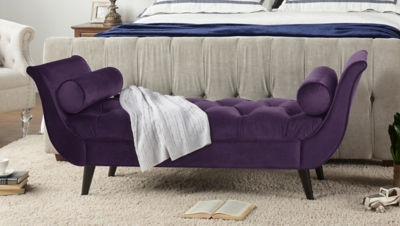 Jennifer Taylor Home Alma Tufted Flared Arm Entryway Bench, Purple