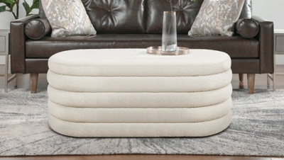 Jennifer Taylor Home Fuji 49" Upholstered Oval Storage Bench, , rollover