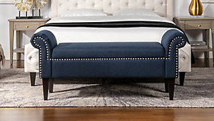 Jennifer Taylor Home Kathy Roll Arm Entryway Accent Bench, Pacific Blue, rollover