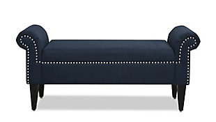 Jennifer Taylor Home Kathy Roll Arm Entryway Accent Bench, Pacific Blue, large