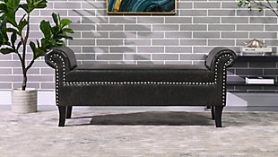 Jennifer Taylor Home Kathy Roll Arm Entryway Accent Bench, Black Brown, rollover